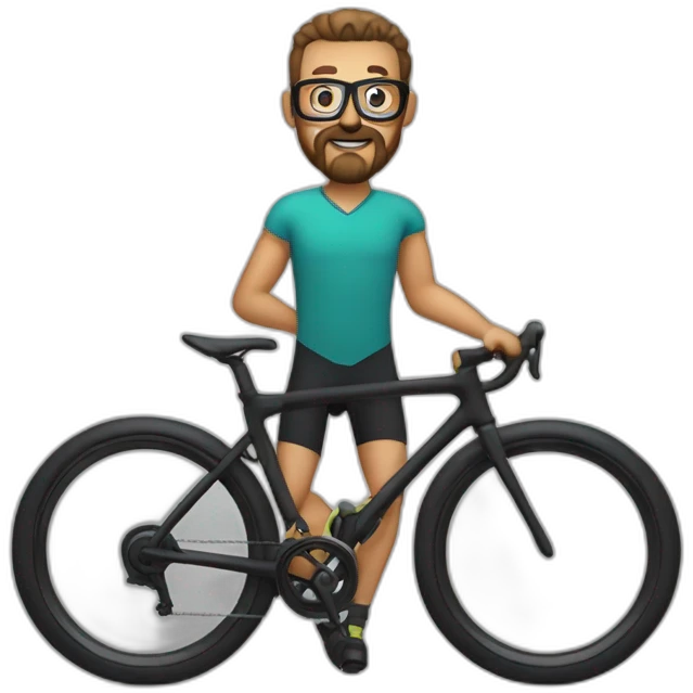 A hunchy man with glasses and a circle beard on a training bike emoji