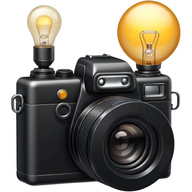 photo camera with a small lamp next to it emoji