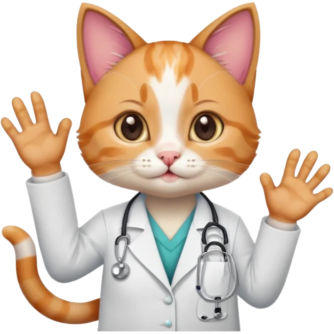 cute doctor kitten with paws up emoji