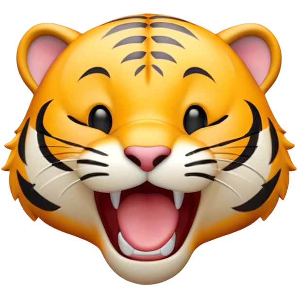 Cinematic Cute Yawning Tiger Portrait Emoji, Head tilted slightly with a dramatic, wide-open yawn, showcasing a lithe, striped body with drowsy, half-closed eyes and an open, relaxed expression, Simplified yet irresistibly adorable features, highly detailed, glowing with a soft, cozy wild glow, high shine, relaxed yet expressive, stylized with a dash of whimsical jungle charm, soft glowing outline, capturing the essence of a drowsy yet affectionate tiger that appears ready to stretch out for a nap! emoji