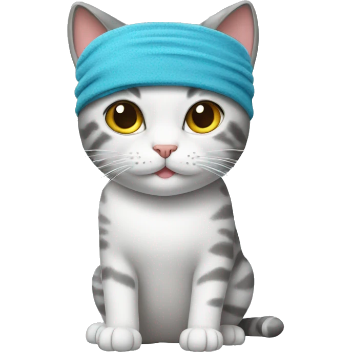 cat wearing a sweatband emoji