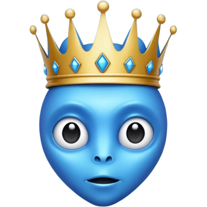 blue alien with crown emoji