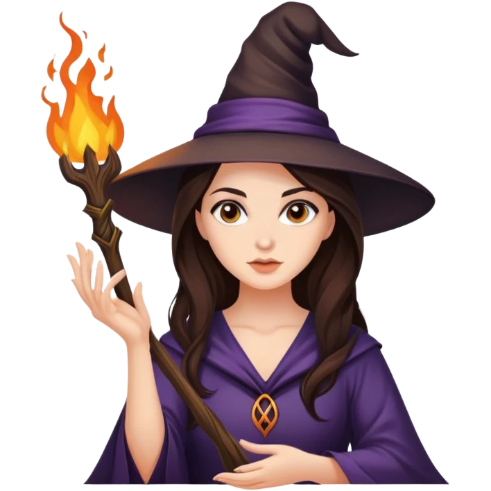 Beautiful brunette doing Witch craft emoji