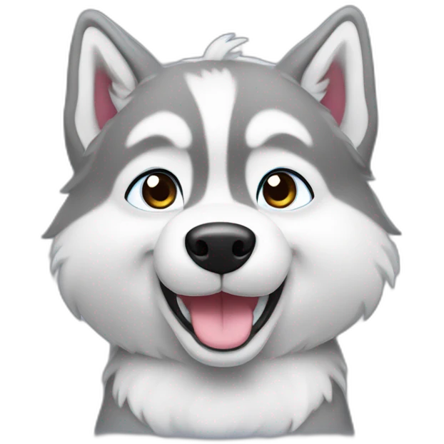 A silver husky dog being cute and the thumbs ub emoji