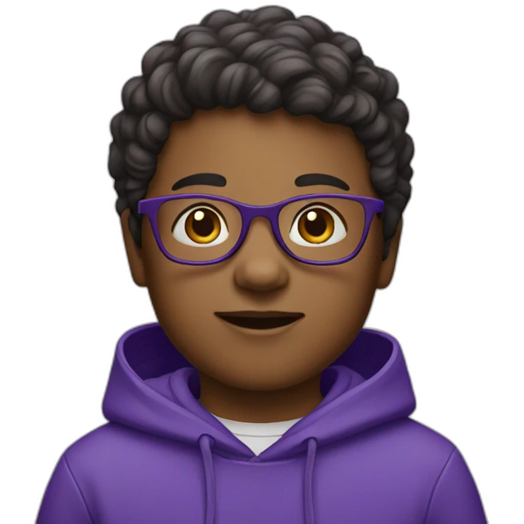Child with glasses in purple hoodie emoji