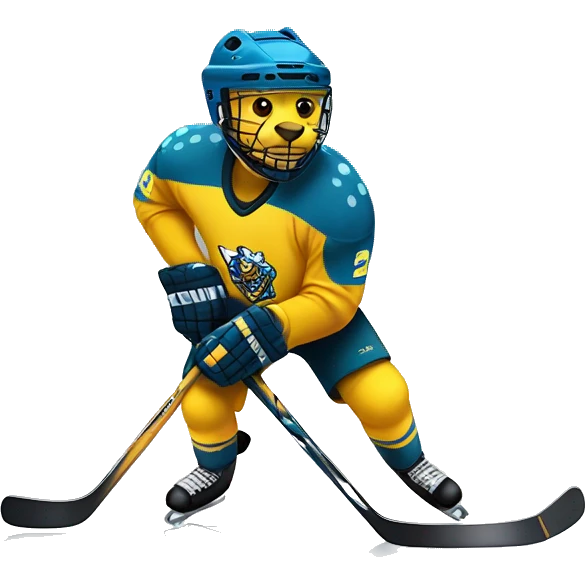 Yellow spotted Panther playing icehockey emoji