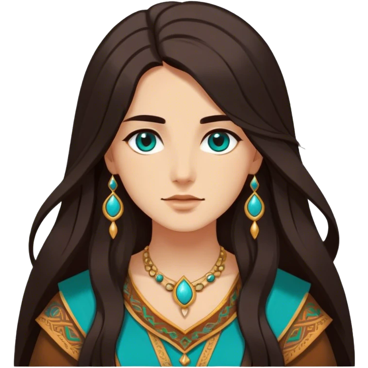 Cinematic Realistic Elegant Pocahontas Portrait, depicted with sun-kissed, warm skin rendered in lifelike detail and soft, natural lighting that accentuates its gentle glow. Her long, flowing dark hair is intricately detailed with natural movement, and her wise, expressive eyes shine with a deep, serene intensity. She is dressed in traditional attire with rich earthy tones and subtle turquoise accents, each fabric fold and texture rendered authentically. The portrait exudes a natural radiance that captures the timeless, indigenous beauty of Pocahontas with depth and authenticity. emoji