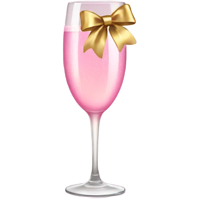 Pink champagne glass with gold bow emoji