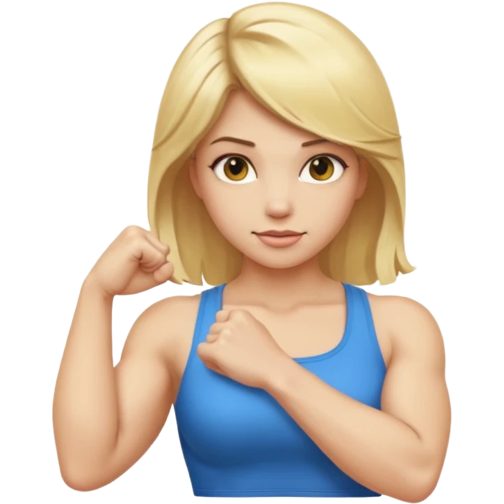 blonde long straight hair young women show biceps emoji emoji