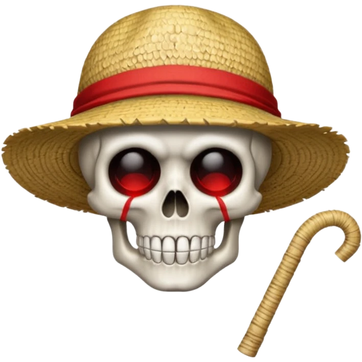 Luffy straw hat logo but.his head is a skull and the line in the hat is red without a hair and a completely black eyes emoji