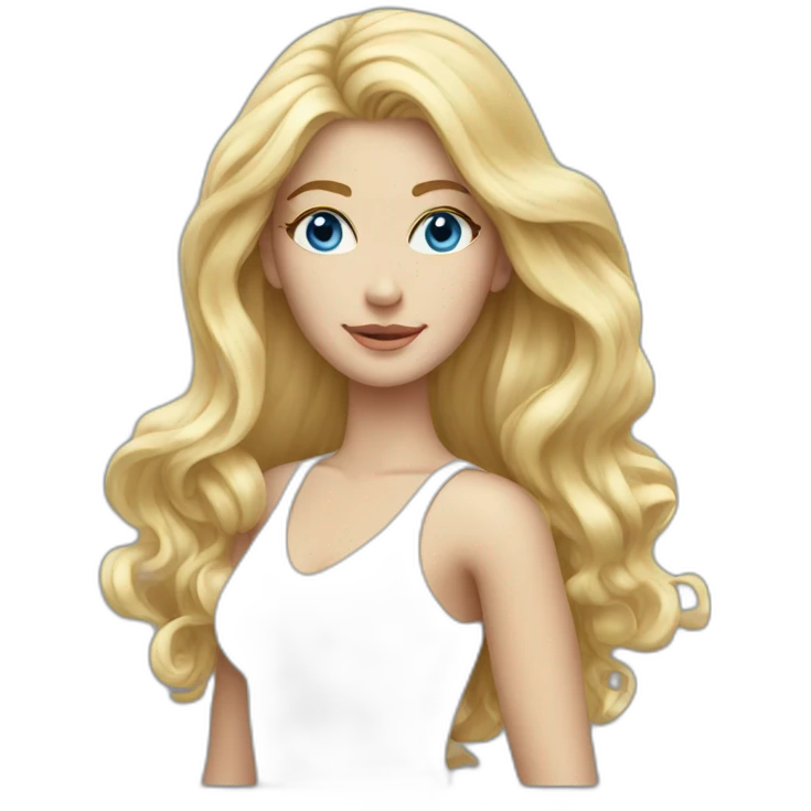 long wave hair blond with blue eyes   emoji