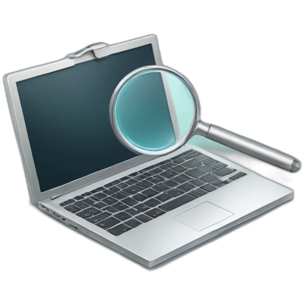 laptop with a magnifying glass emoji