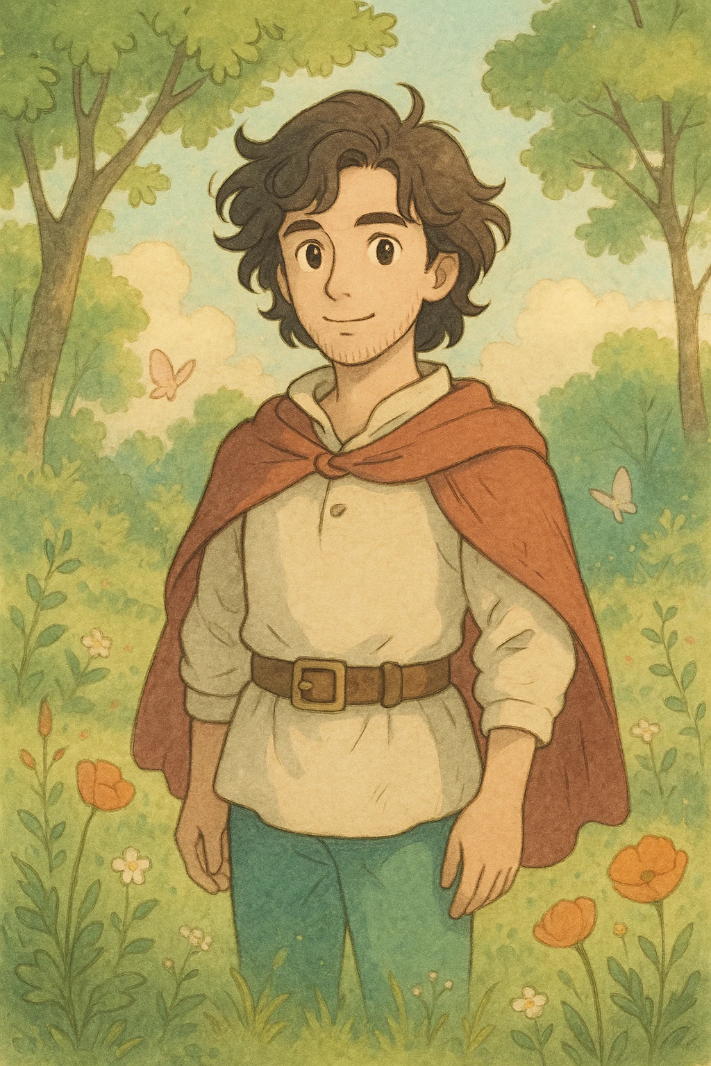 Ghibli-inspired illustration of a user as a gentle hero, soft colors, whimsical details emoji