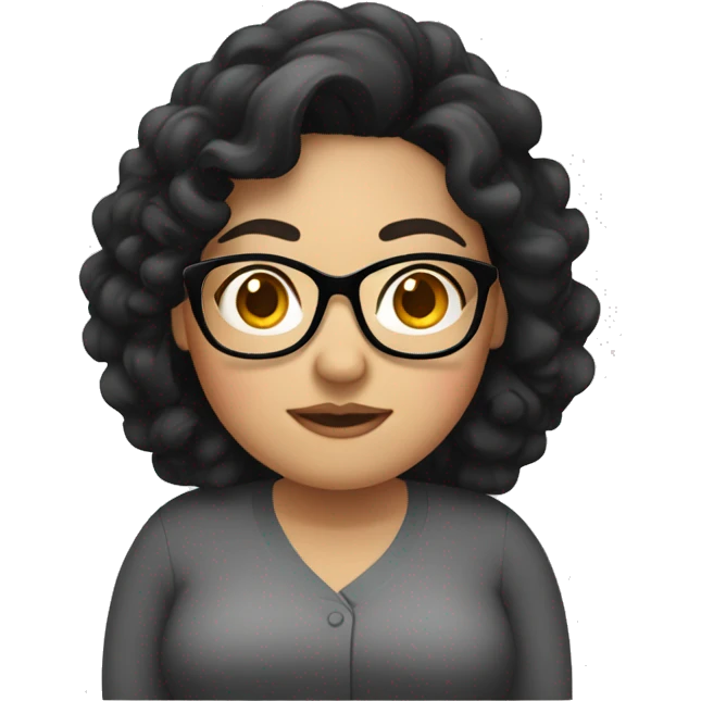 Southeast Asian woman, overweight, wearing glasses, with black curly hair emoji
