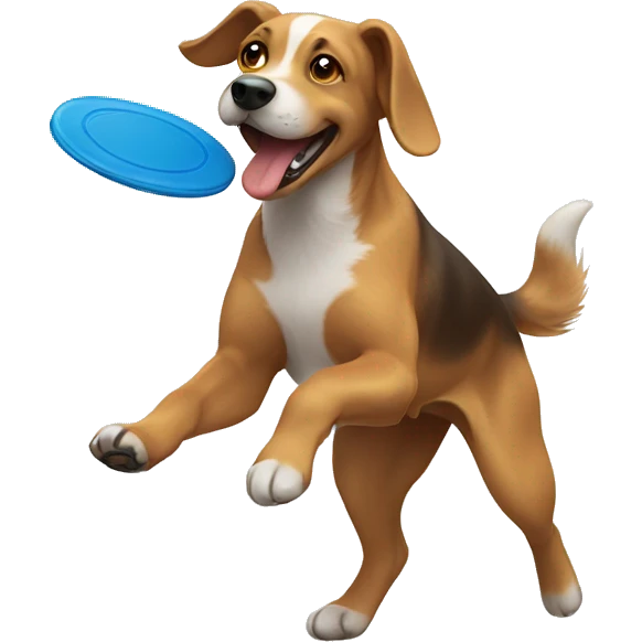 Dog catching frisbee  emoji