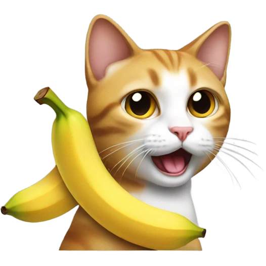 cat with banana phone emoji
