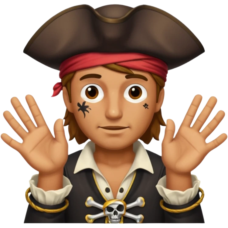 A guy with his hands as pirate hand  emoji