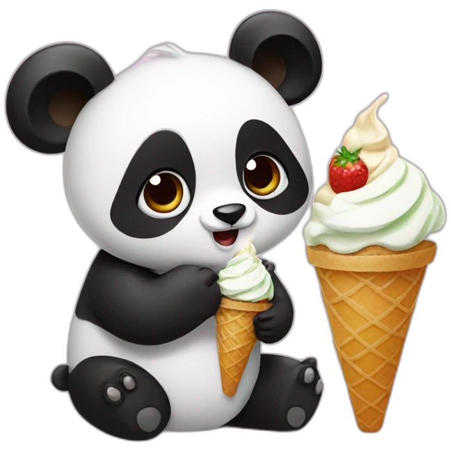 Panda eating ice cream emoji