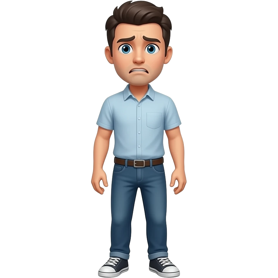 full size frustrated/confused man. pale skinned, dark hair emoji