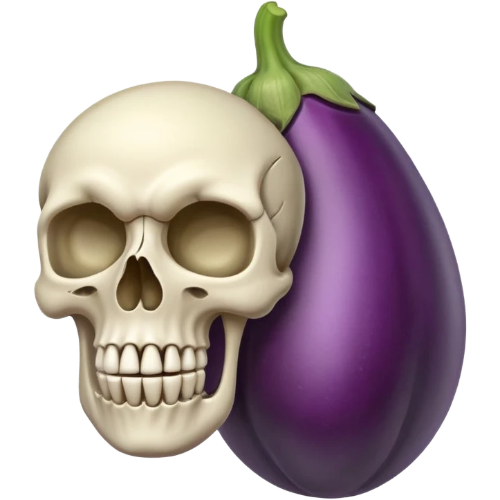 A skull and an big eggplant emoji