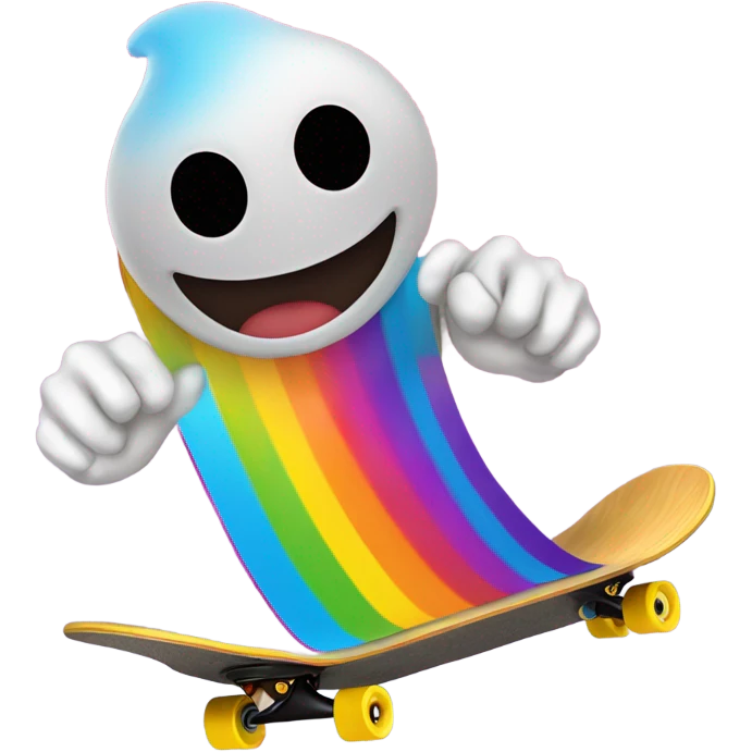 Poop emoji skating under a rainbow  emoji