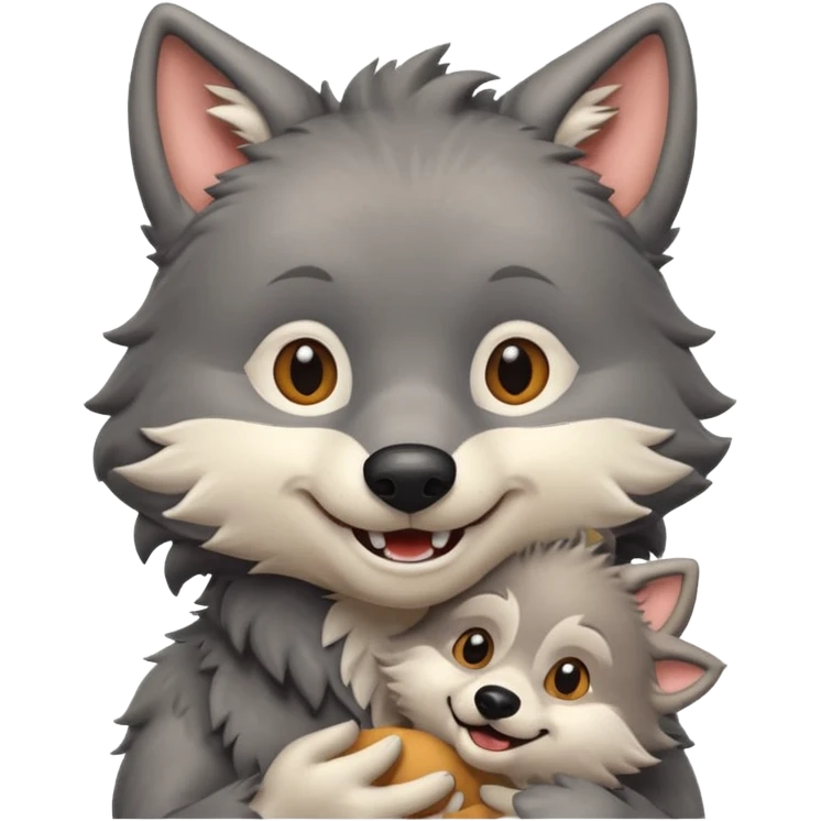 Wolf cartoon wholding animal emoji