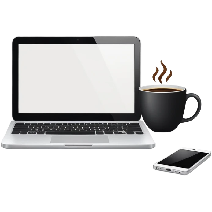 laptop with a coffee cup next to it emoji