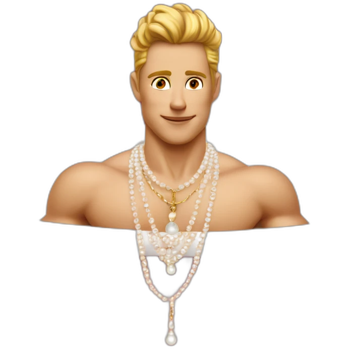 Posh-muscle-boy-pearl-necklace-in-golden-bathtub emoji