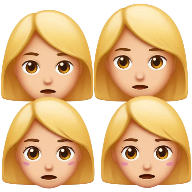 Embarrassed sweating face, followed by three female emoji icons in a row emoji