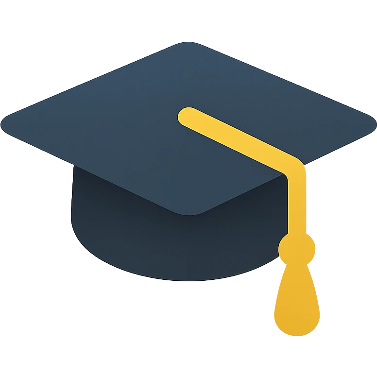 graduation hat icon with gold tassel emoji
