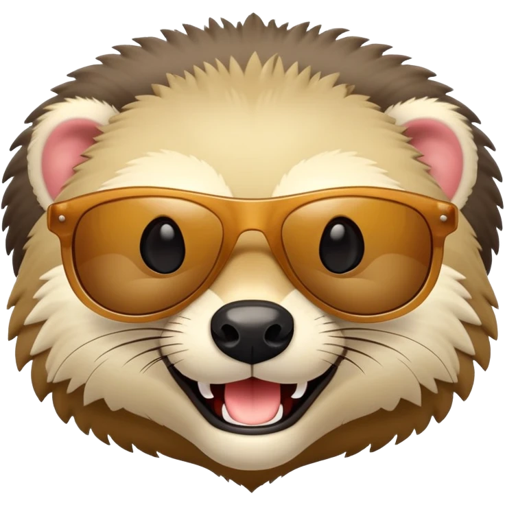 friendly anthropomorphised honey badger head wearing sunglasses emoji