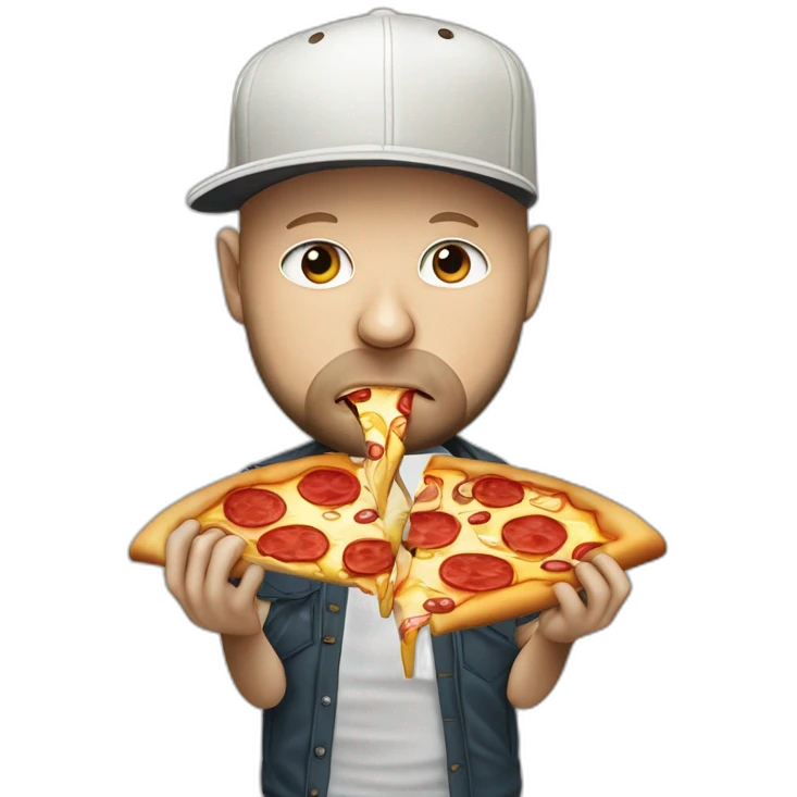 Fred Durst from Limp Bizkit eating a slice of pizza emoji