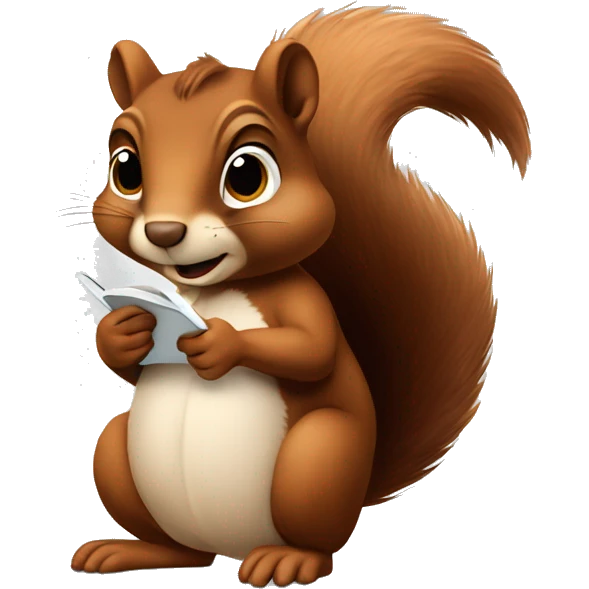 Brown Squirrel that writes on a notebook very conentrated emoji