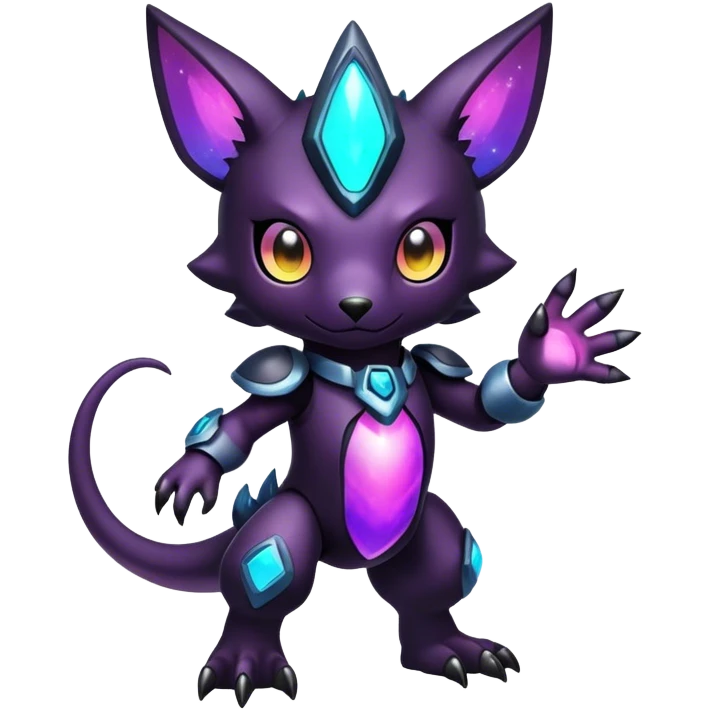Cute cool colorful dark nebula fantasy-Digimon-animal-hybrid full body emoji