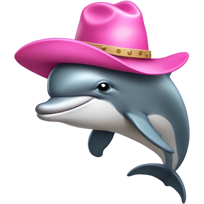 dolphin with a pink cowboy hat emoji