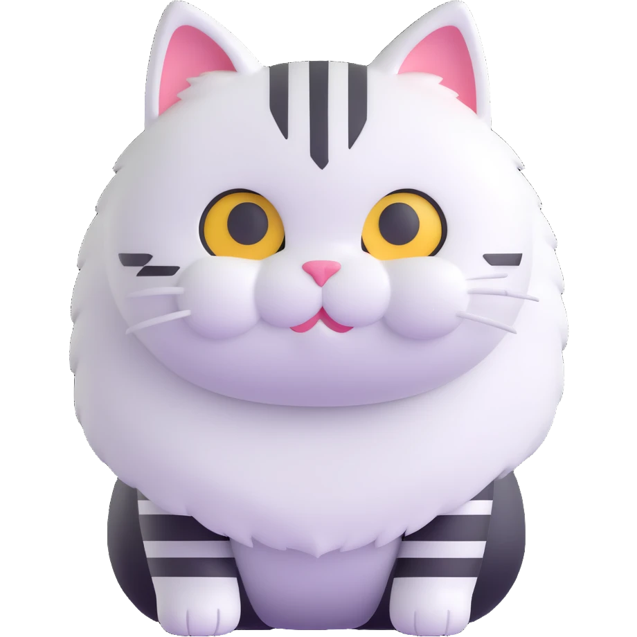 cat with white fur at the bottom and silver stripes at the top emoji