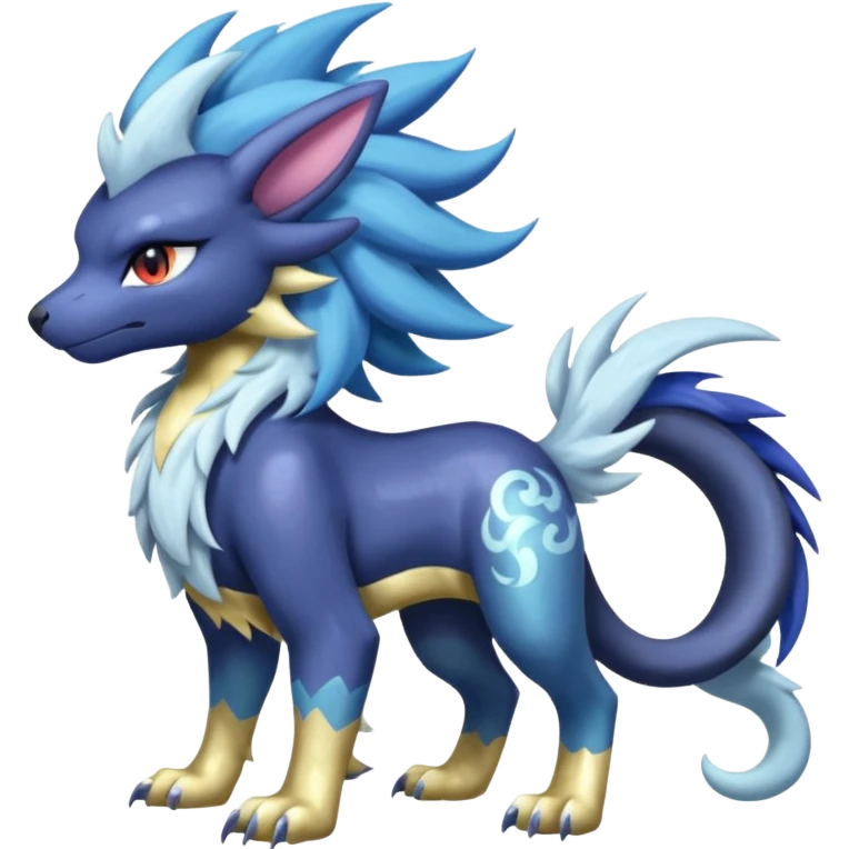 Shiny Sunny furry scaly painted Asian pastel-gradient Absol-Solgaleo-Luxray-Suicune-fusion emoji