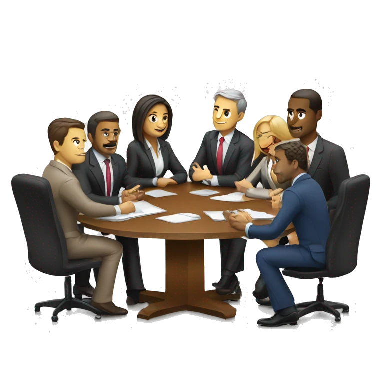 Group of business people sitting around a big table emoji