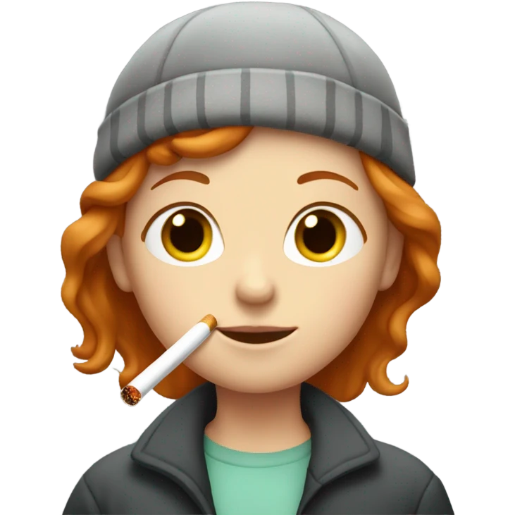 girl with ginger hair smoking emoji