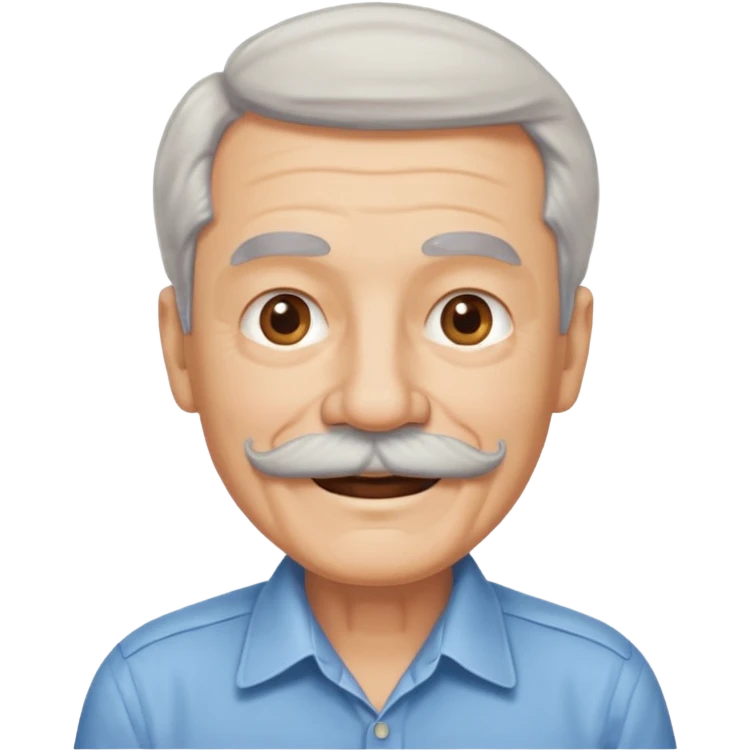 mustached elderly man with shirt emoji