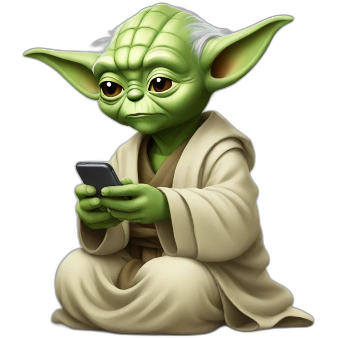 Yoda texting on iphone emoji