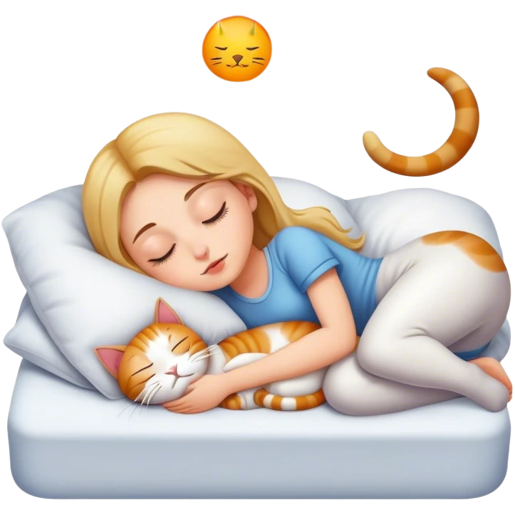 a white girl sleep with a cat emoji