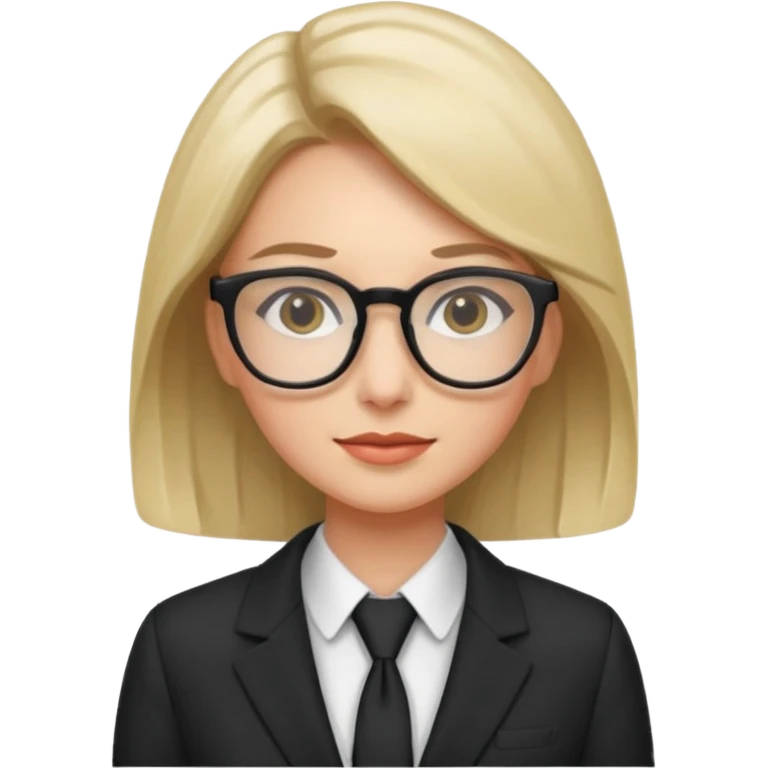 chick with glasses, wearing suit emoji