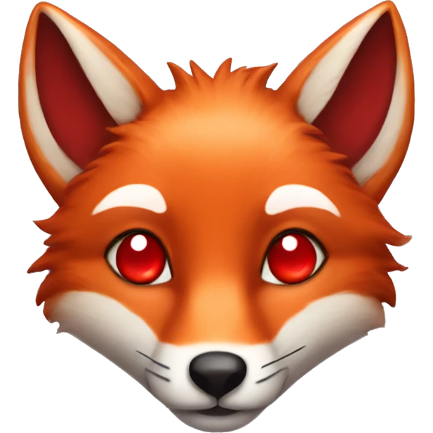 deep lush red fox face with tiny red heart instead of eyes emoji