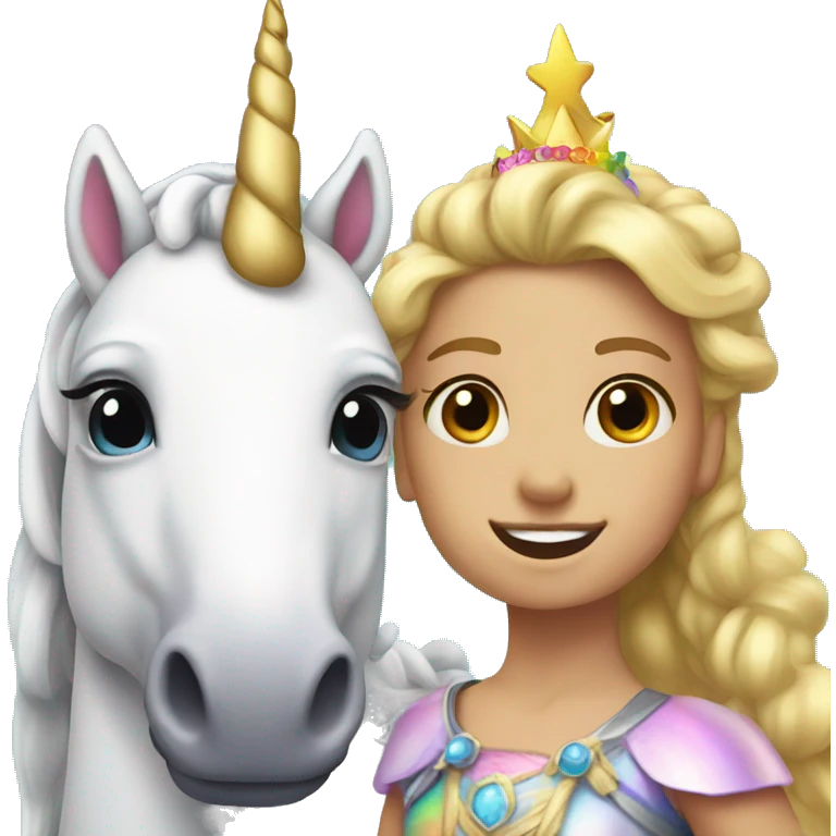 Rainbow unicorn and a princess  emoji