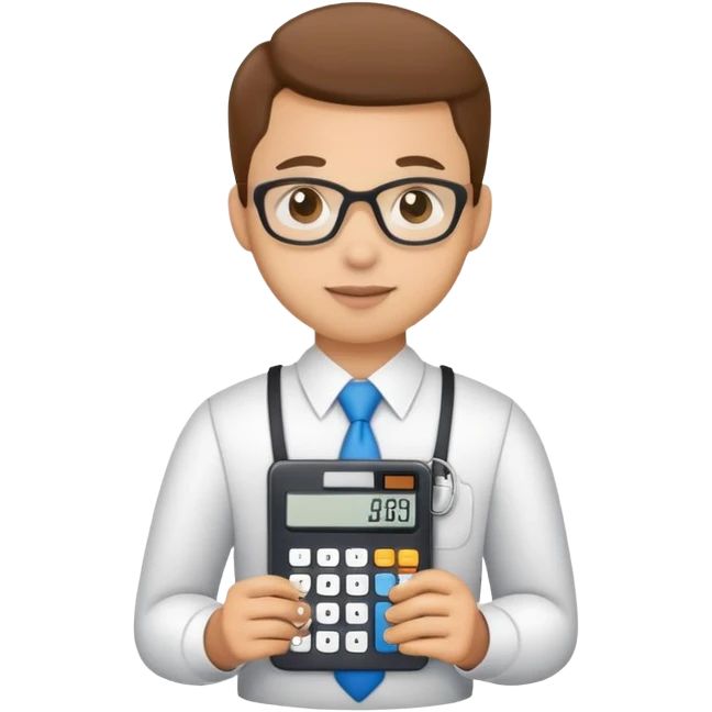 accountant, professional appearance, holding a calculator emoji