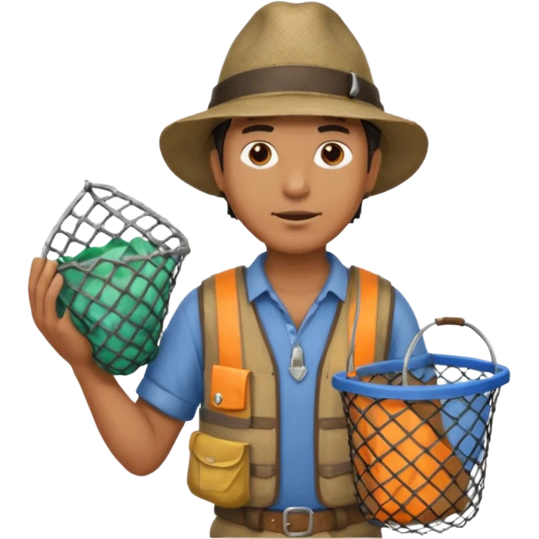 Explorer Man with big trash net emoji