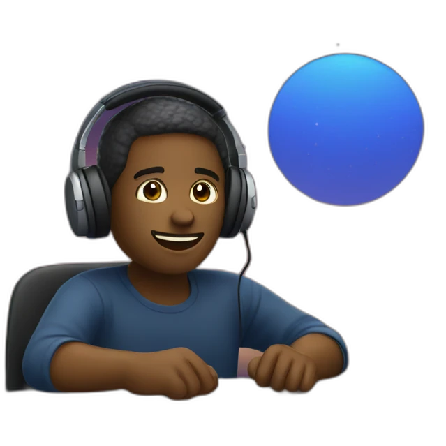 work-at-desk-with-night-sky-and-headphones emoji