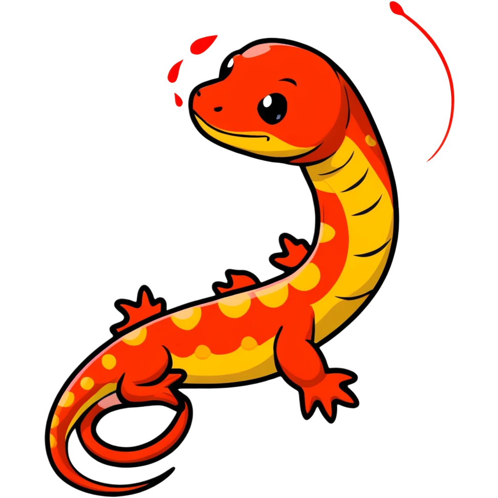 salamander black with fiery red flashes on the scales emoji