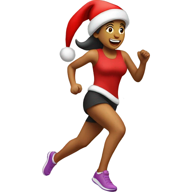 woman wearing santa hat running emoji